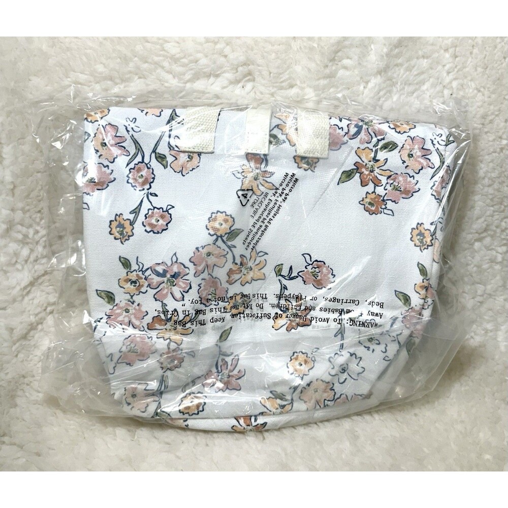 Threshold Printed Roll-Top Lunch Bag Floral Lunch Tote White/Cream NEW - Picture 3 of 3
